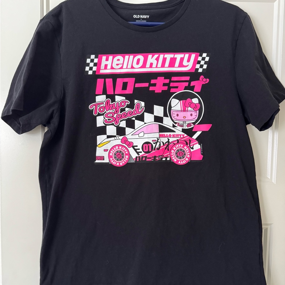 Old Navy Black and Pink Hello Kitty Tokyo Speed‎ Tee
